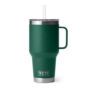 YETI RAMBLER 35 OZ MUG WITH STRAW LID BLACK FOREST GREEN