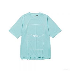 NANGA Men's DRY MIX FRAME LOGO TEE (TURQUOISE)