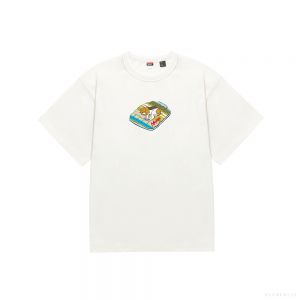 NANGA Men's ECO HYBRID TEE(DOG PT) (WHITE)