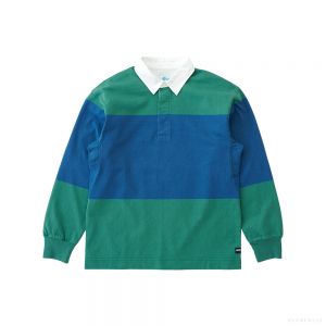 Gramicci MEN'S LANGDON RUGBY SHIRT CERULEAN / EMERALD