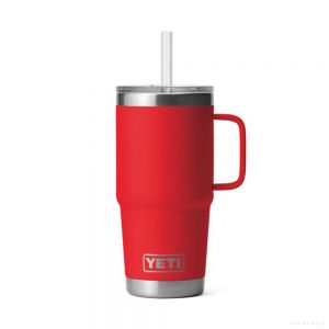  YETI RAMBLER 25 OZ MUG WITH STRAW LID RESCUE RED