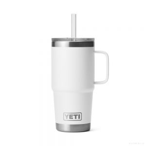  YETI RAMBLER 25 OZ MUG WITH STRAW LID WHITE
