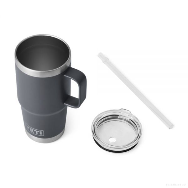 バーベキュー・調理用品 YETI Rambler 25 oz Mug YETI RAMBLER 25 OZ MUG WITH STRAW LID CHARCOAL