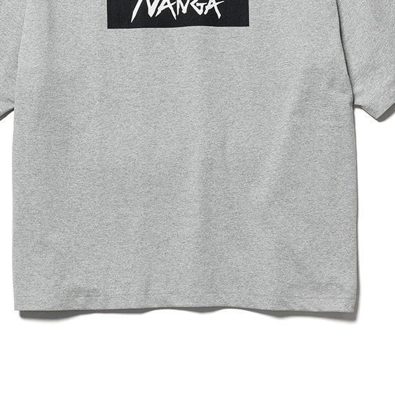 NANGA Men's ECO HYBRID BOX LOGO LOOSE FIT TEE (LIGHT GREY) #F