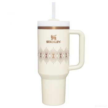 Stanley DECO QUENCHER H2.0 FLOWSTATE TUMBLER 40 OZ CREAM GLOSS DECO