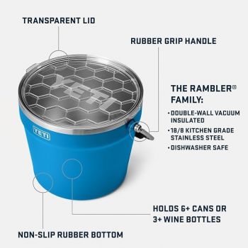 YETI RAMBLER BEVERAGE BUCKET BIG WAVE BLUE