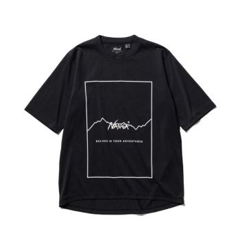 NANGA Men's DRY MIX FRAME LOGO TEE (BLACK)