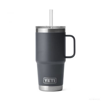 YETI RAMBLER 25 OZ MUG WITH STRAW LID CHARCOAL
