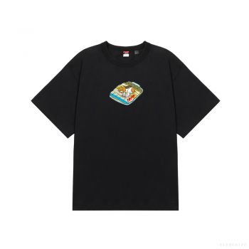NANGA Men's ECO HYBRID TEE(DOG PT) (BLACK)