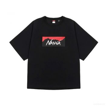 NANGA ECO HYBRID BOX LOGO LOOSE FIT TEE (BLACK ) #F