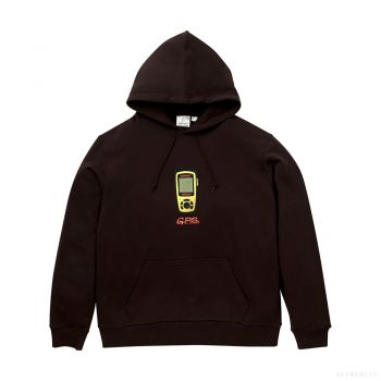 Gramicci UNISEX GPS HOODED SWEATSHIRT DARK BROWN 