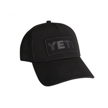 YETI BLACK ON BLACK PATCH TRUCKER HAT