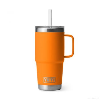 YETI RAMBLER 25 OZ MUG WITH STRAW LID KING CRAB ORANGE