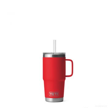  YETI RAMBLER 25 OZ MUG WITH STRAW LID RESCUE RED