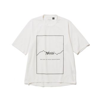 NANGA Men's DRY MIX FRAME LOGO TEE (WHITE)