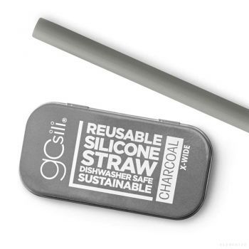 Gosili EXTRA-WIDE SINGLE STRAW + TRAVEL CASE CHARCOAL
