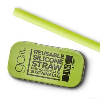 Gosili EXTRA-WIDE SINGLE STRAW + TRAVEL CASE LIME