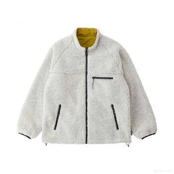 Gramicci UNISEX REVERSIBLE SHERPA JACKET NATURAL / CHARTREUSE