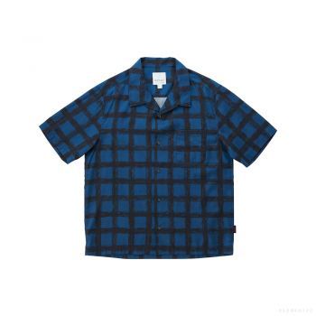 Gramicci MEN'S CHECKERD RAYON SHIRT MIDNIGHT