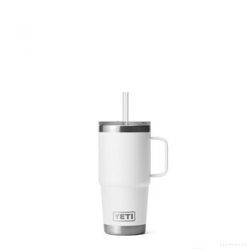  YETI RAMBLER 25 OZ MUG WITH STRAW LID WHITE